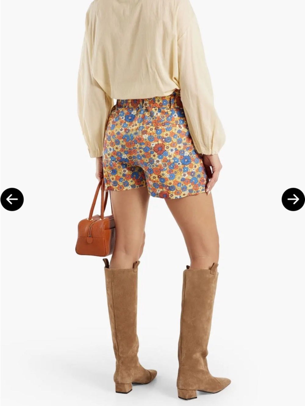 Antik Batik Floral High-Waist Tie Shorts in Blue, Orange, Yellow - Picture 2 of 7